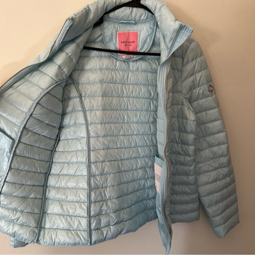 Kate Spade Packable Down Jacket Frosty Sky Blue - Picture 8 of 14